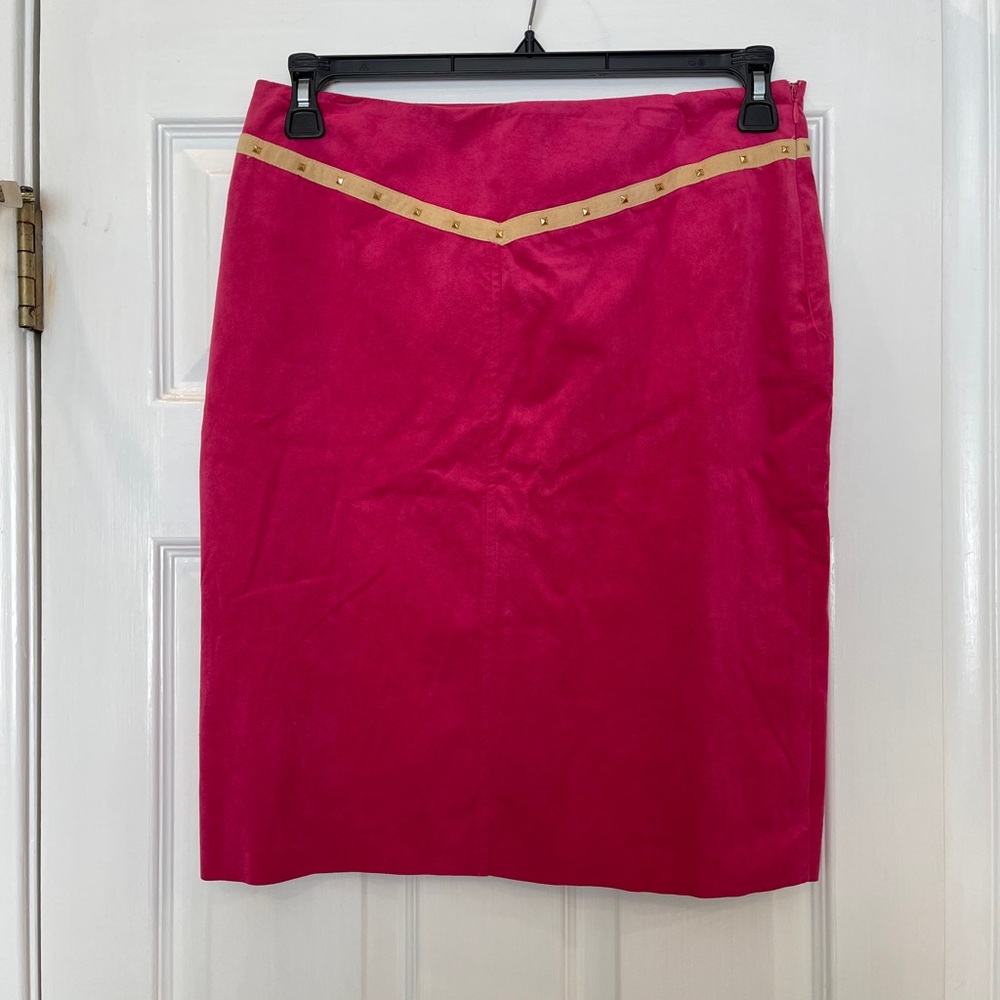 Tocca pink suede skirt with rhinestones